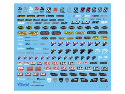 DECAL 1/12 - EXHAUST LOGOS MOTO - BLUE STUFF - BS12-017