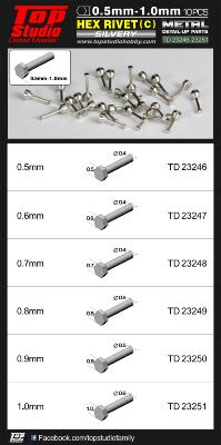 TD23247 - 0.6mm HEX RIVETS (C) SILVER