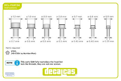 1/24 TETE DE VIS RELIEF EXAGONALE - 3D- DECALCAS- DCL-PAR134