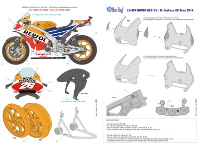 DECAL 1/12 - HONDA RC213V PEDROSA 2014 - BLUE STUFF - BS12-009