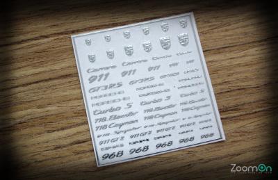 ZD032 - 1/24 STICKER METALLIQUE LOGO PORSCHE- ZoomOn- 