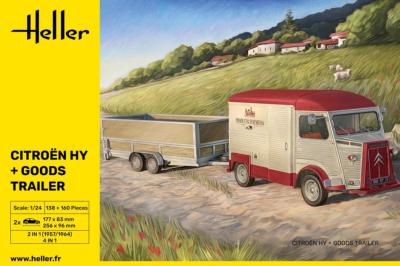 1/24 Maquette CAMIONETTE CITROEN HY + REMORQUE - HELLER 50331 - PRECOMMANDE