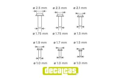 RIVETS 1.5mm-1.7mm -1.9mm- 2.1mm 2.3mm, 2.5mm - DECALCAS- DCL-PAR076